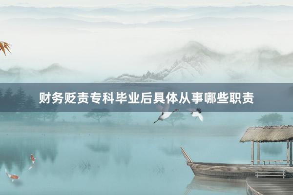 财务贬责专科毕业后具体从事哪些职责